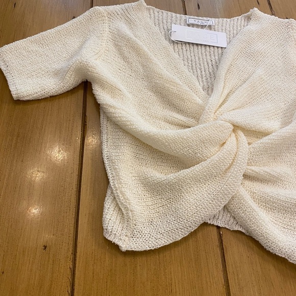 Knit Twist Sweater Crop Top New Small White - Picture 2 of 9
